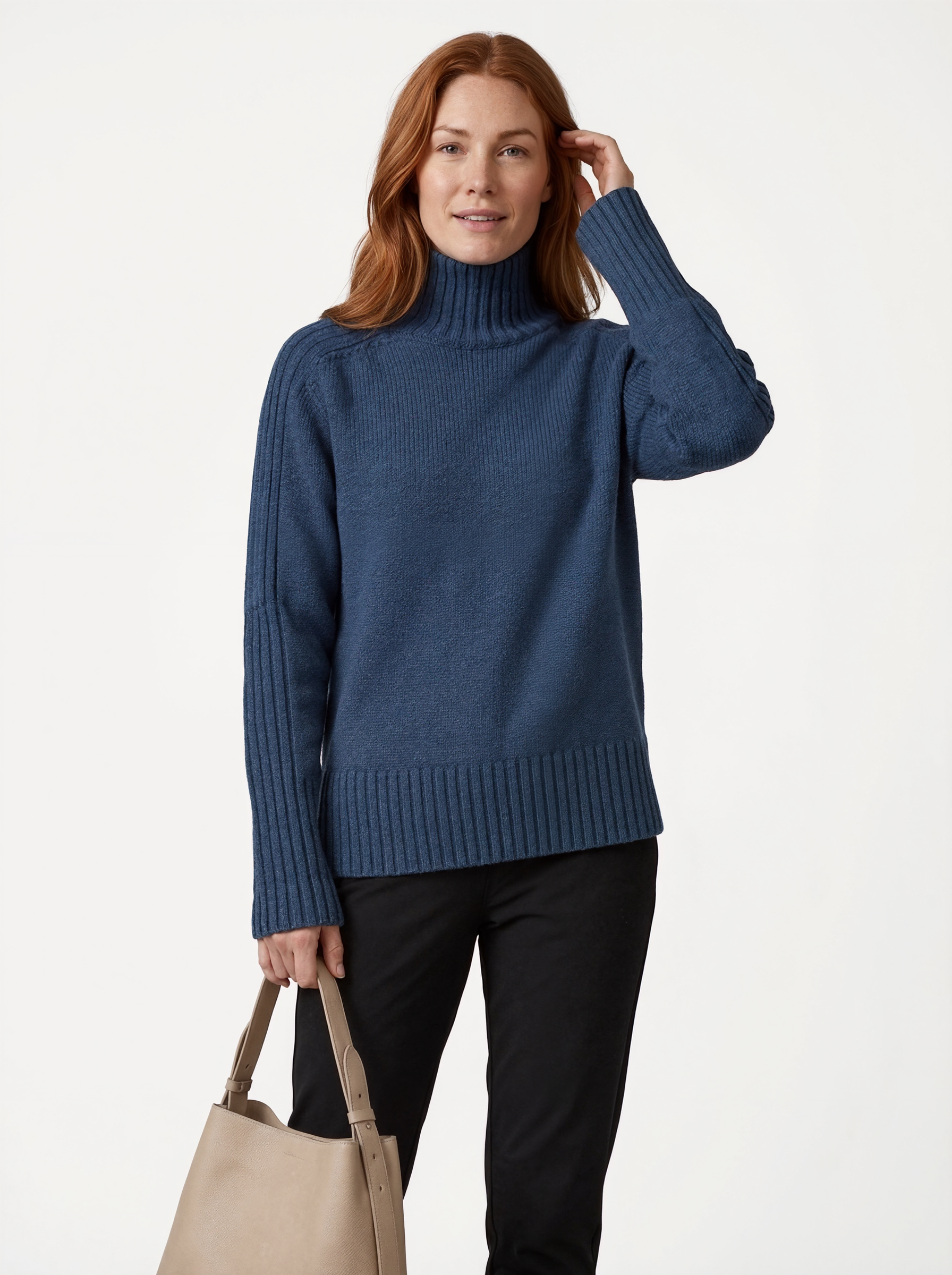 Ribbed Knit Turtleneck Sweater