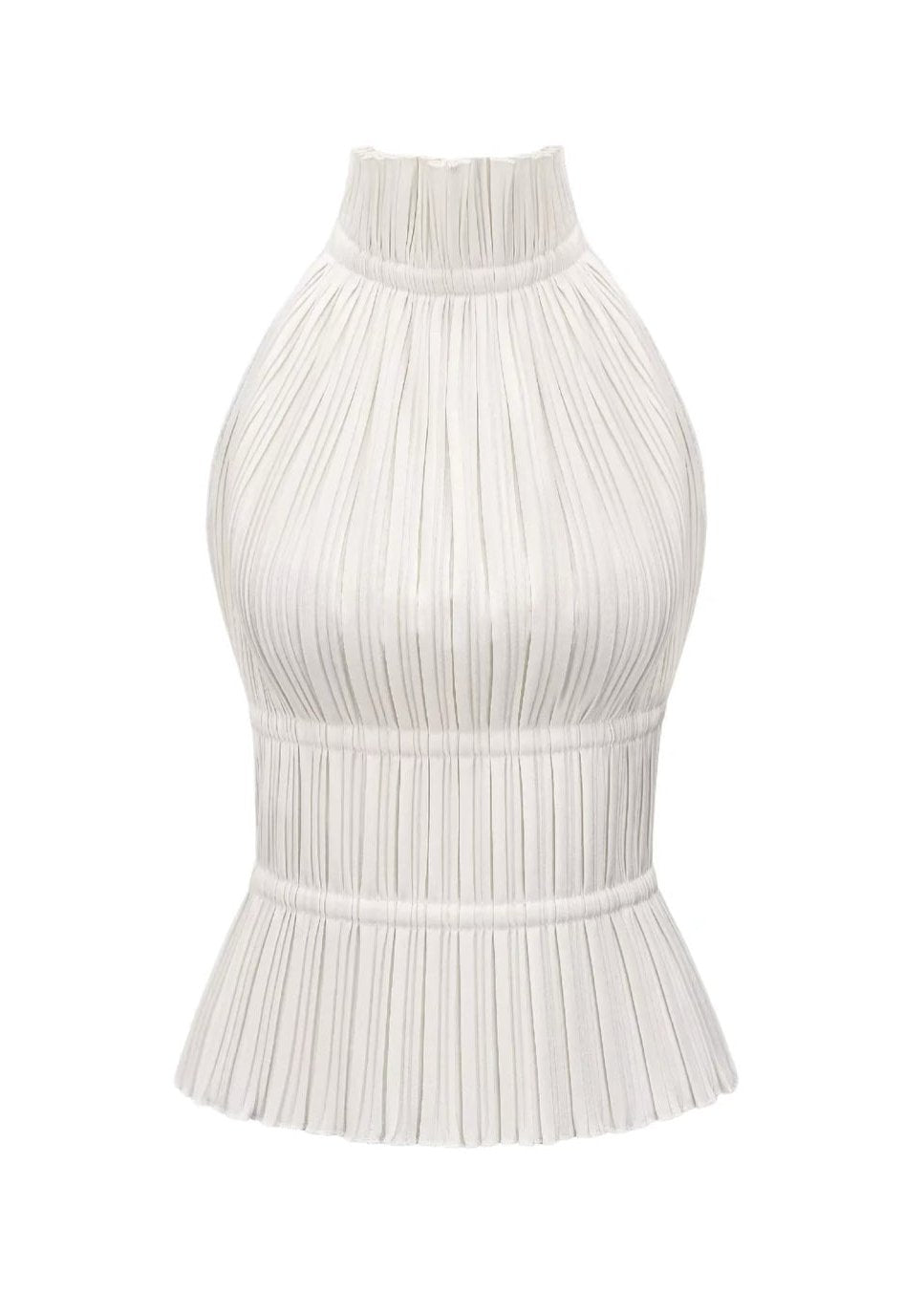 White Pleated Halter Top