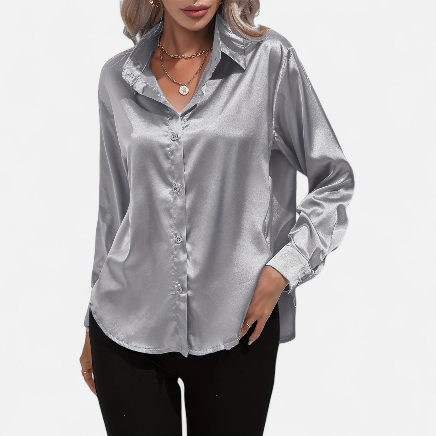 Satin Long Sleeve Blouse