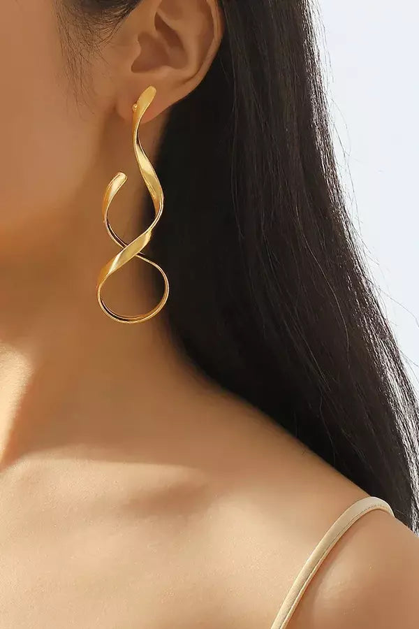Stainless Steel Twisted Drop Earrings