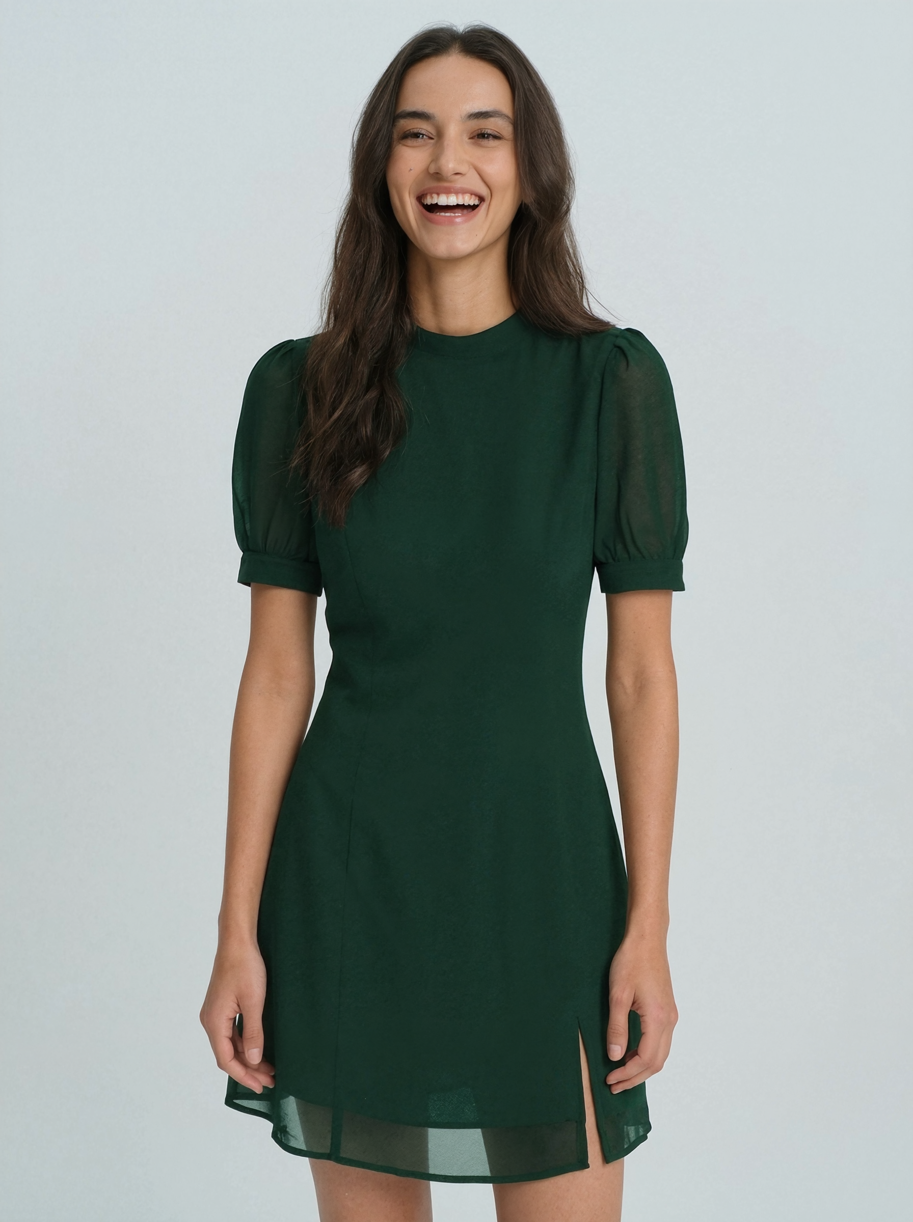 Mock Neck Chiffon Mini Dress