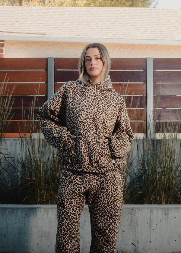 Relaxed Fit Leopard Print Hoodie