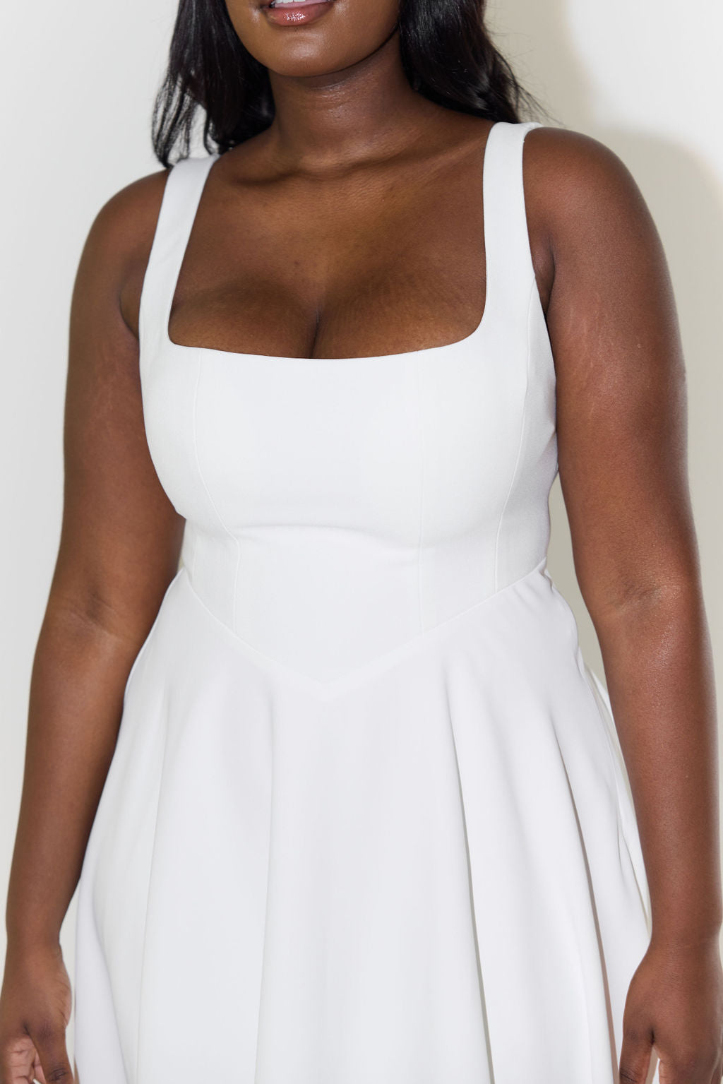A-Line Square Neck Midi Dress