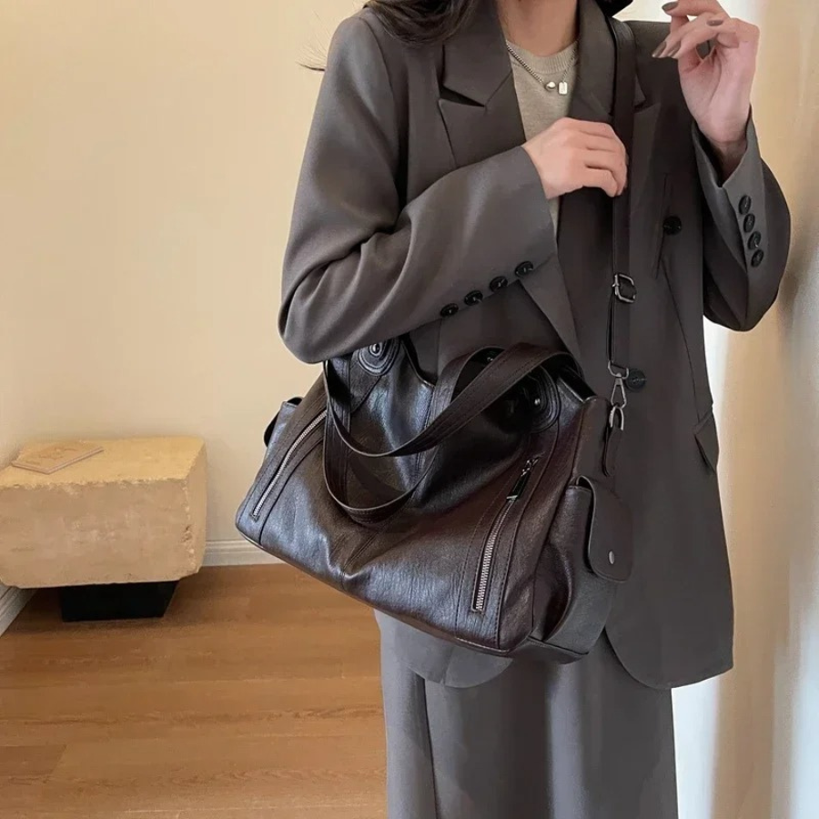 Textured Faux Leather Shoulder Crossbody Bag