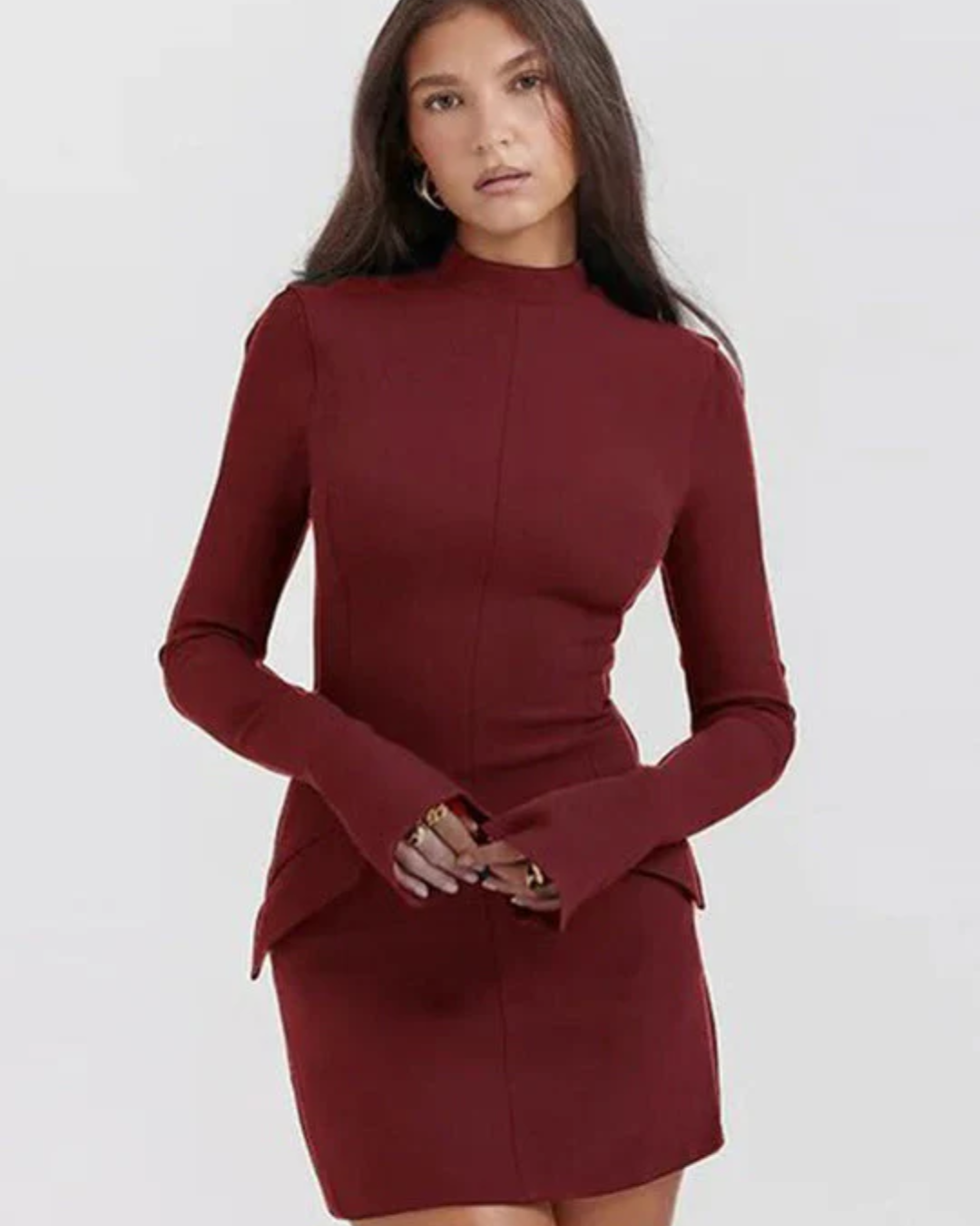 Black Mock Neck Mini Dress