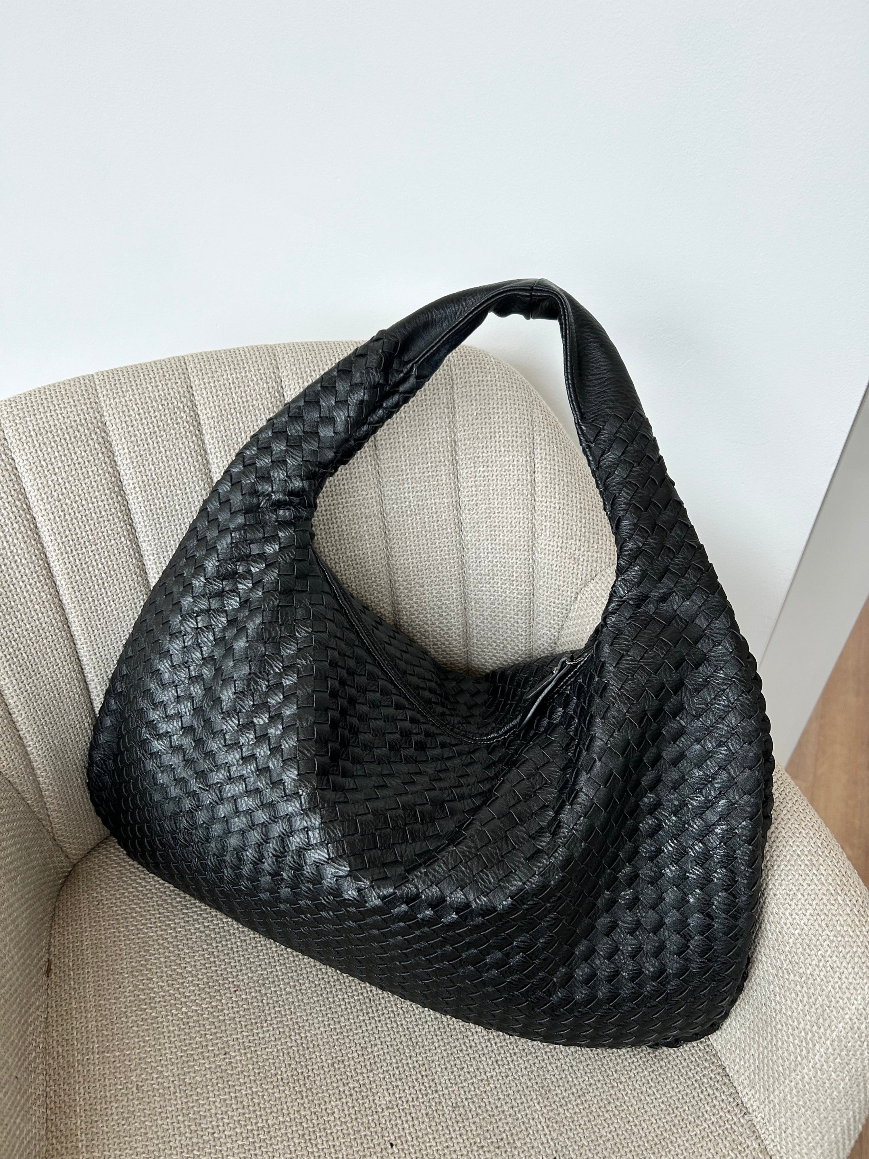Oversized Woven Hobo Shoulder Bag