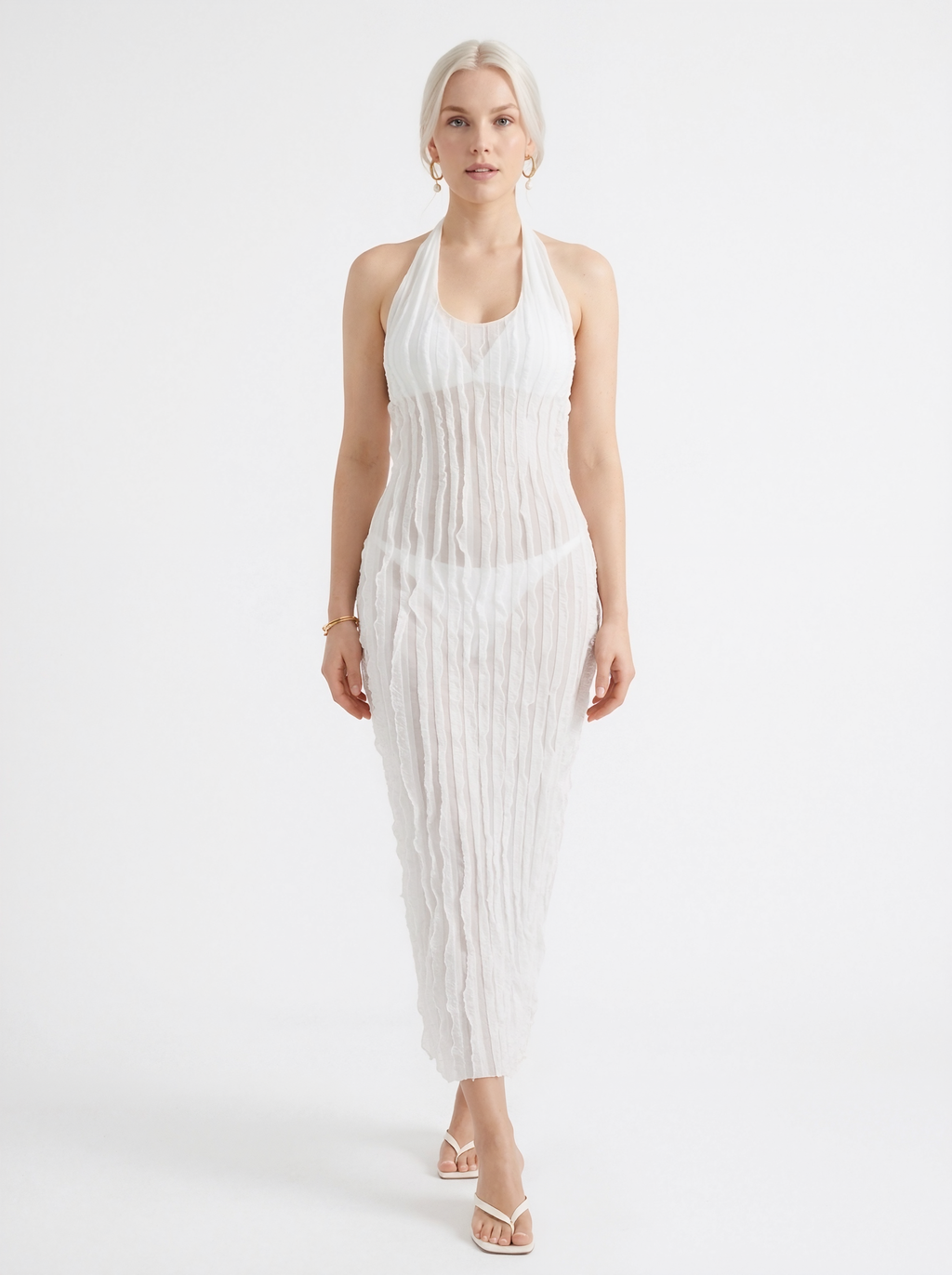 Halter Ruched Maxi Dress