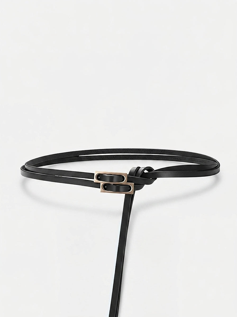 Thin Double Loop Buckle Waist Belt