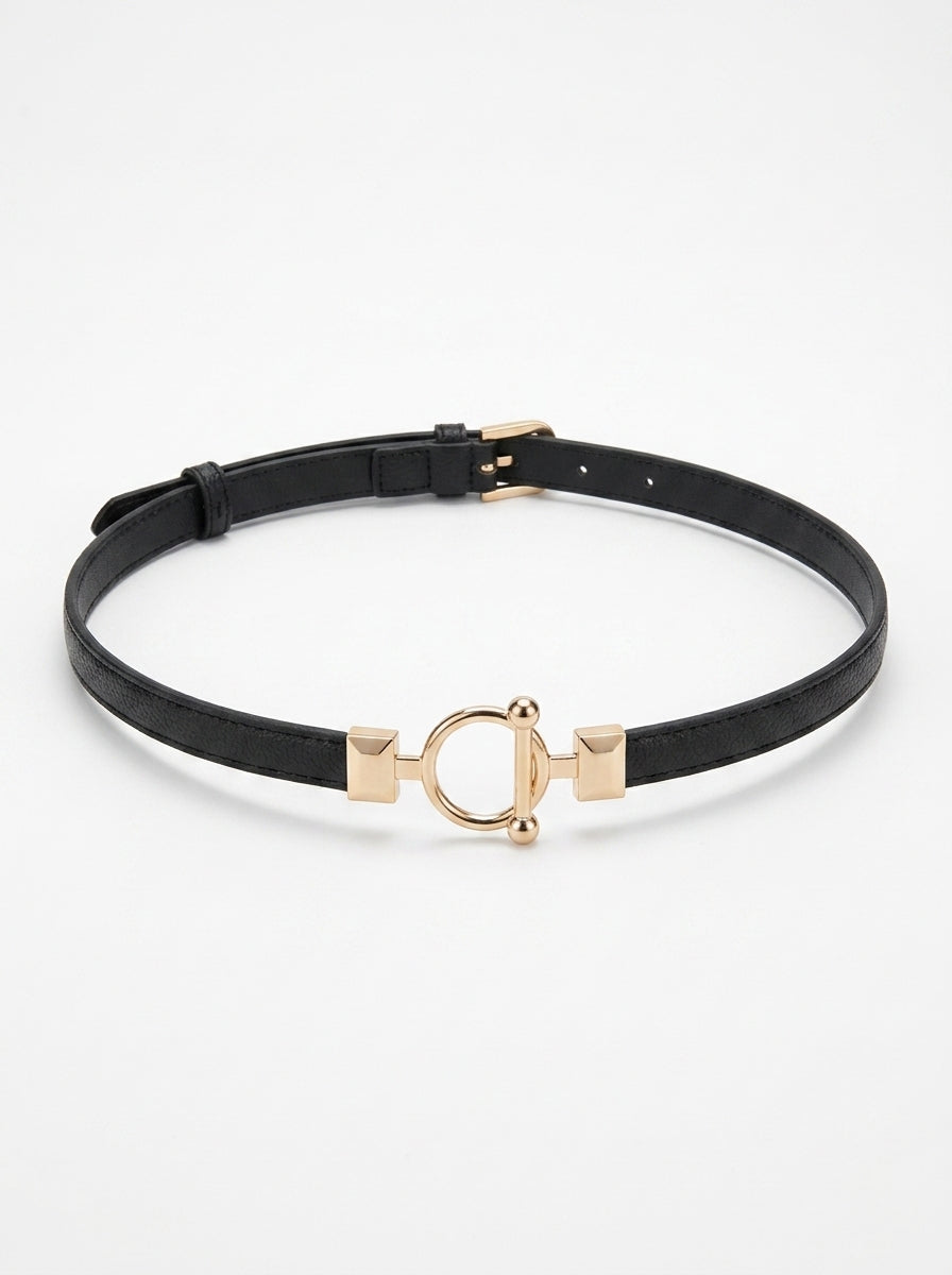Slim Waist Belt with Gold Toggle