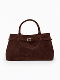 Structured Vegan Suede Shoulder Bag