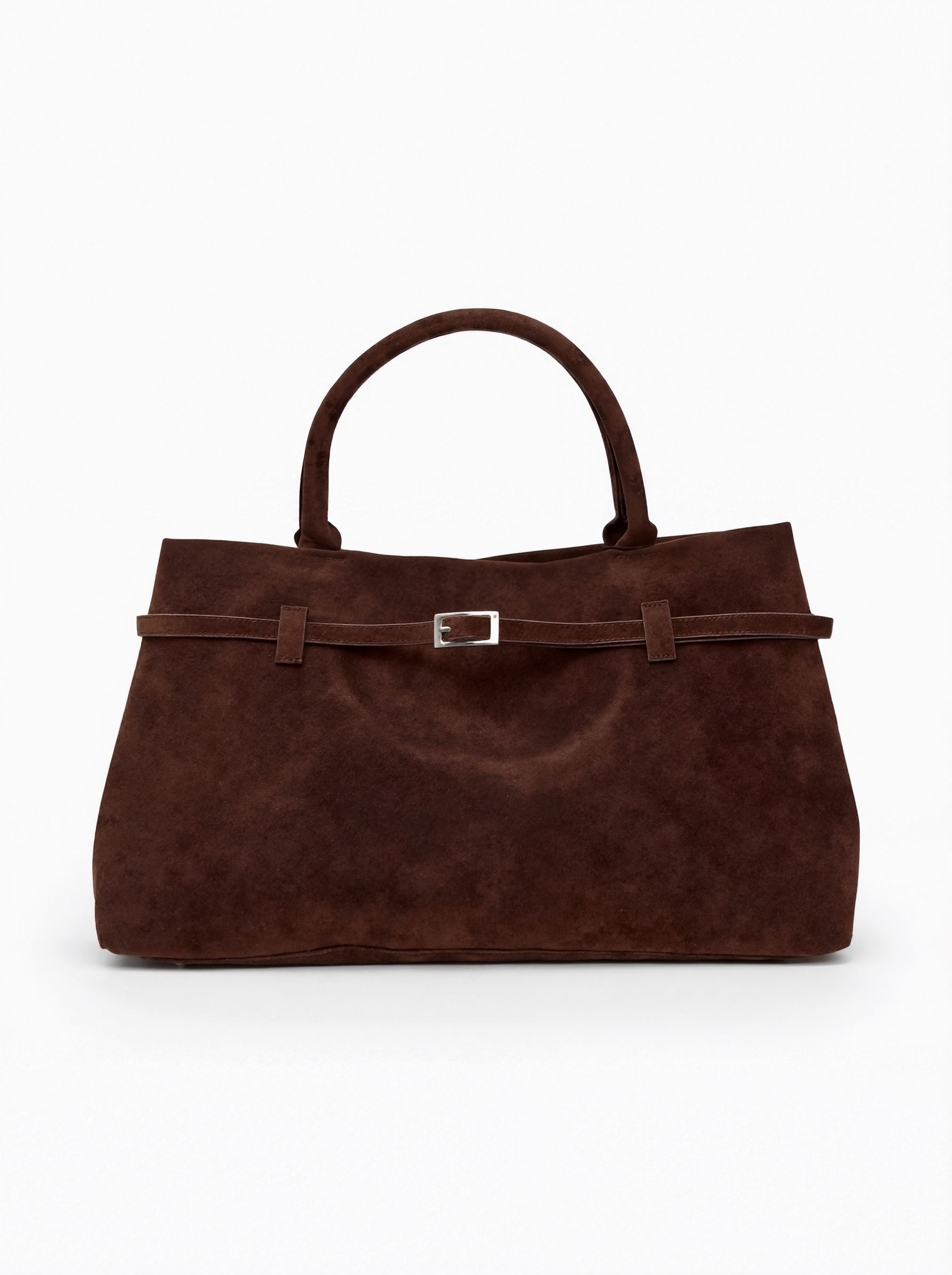 Structured Vegan Suede Shoulder Bag