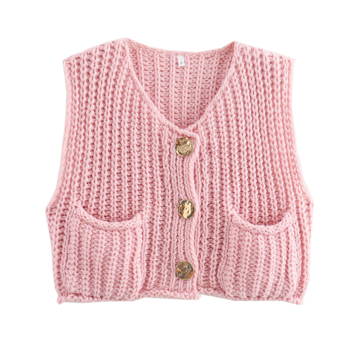 Knit Sleeveless Button Cardigan