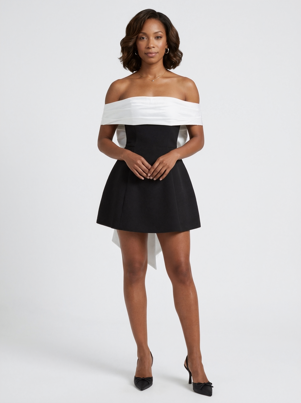 Off-Shoulder Bow Mini Dress
