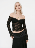 Sheer Lace Off Shoulder Top