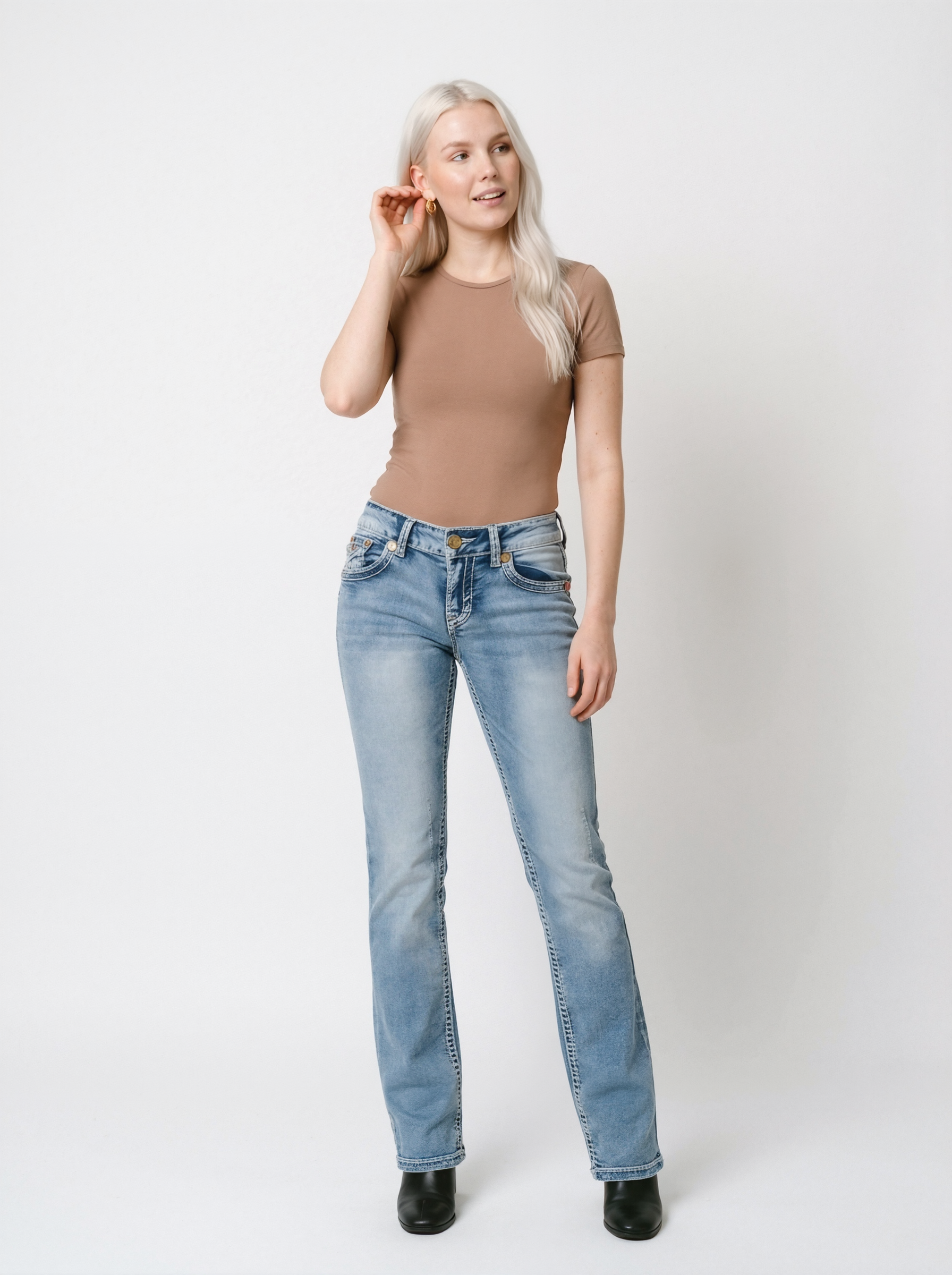 High Waist Stretch Bootcut Jeans