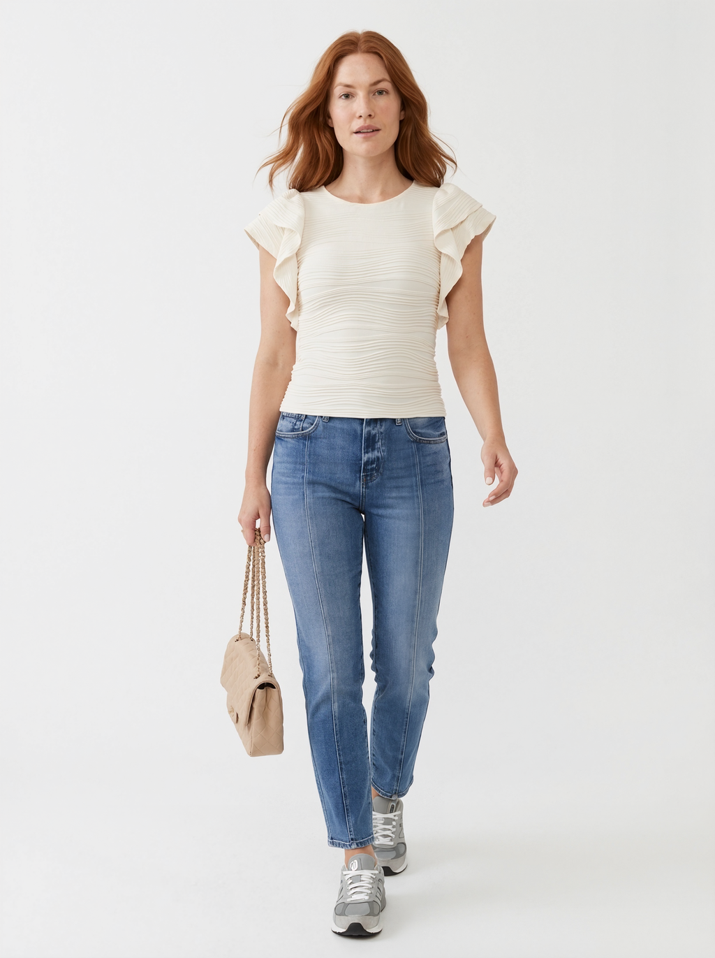 Flutter Sleeve Ruched Top