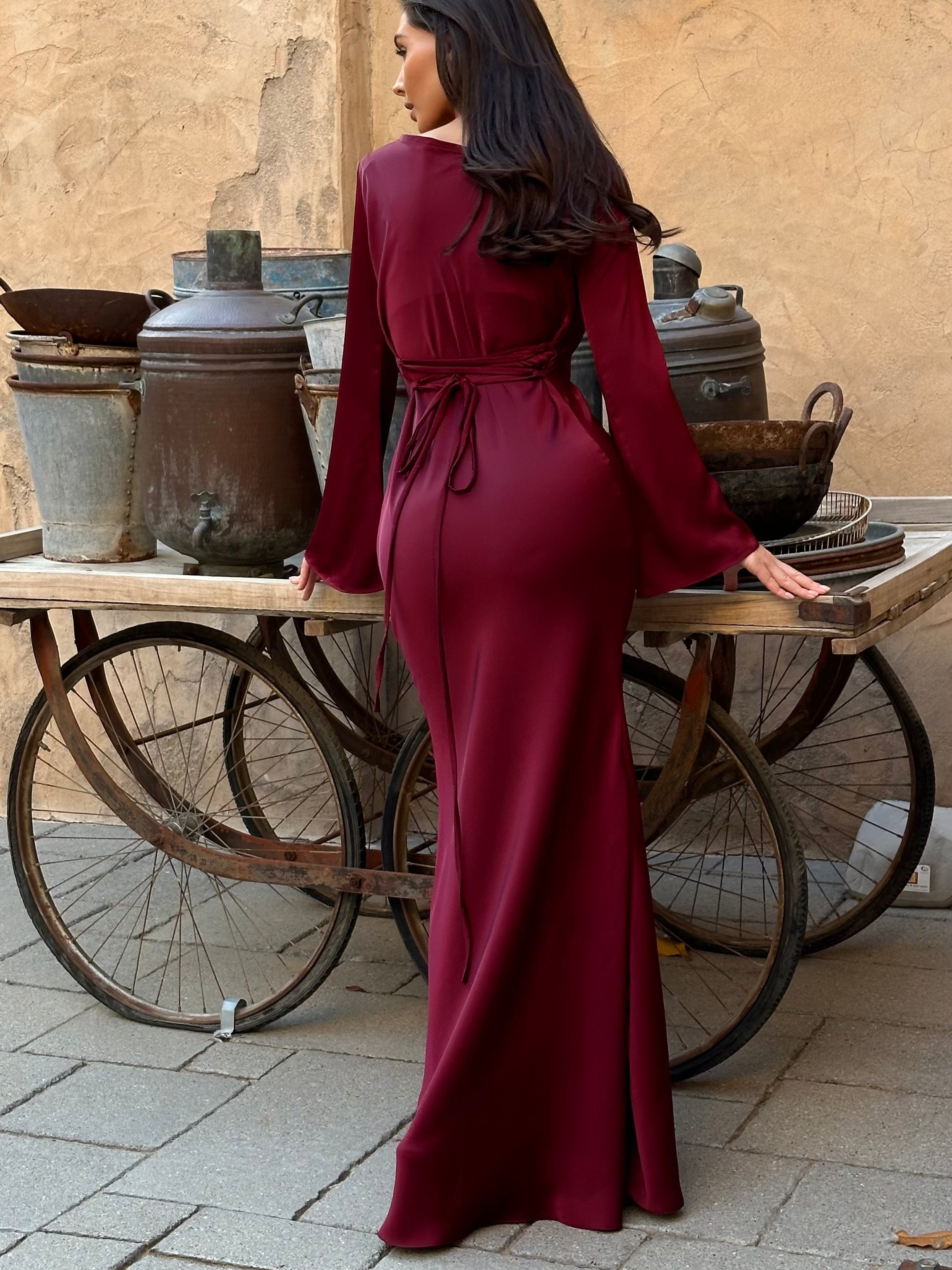 Satin Cowl Neck Maxi Dress