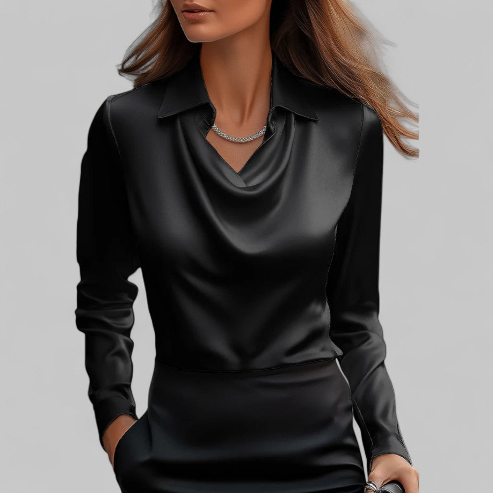 Cowl Neck Long Sleeve Blouse