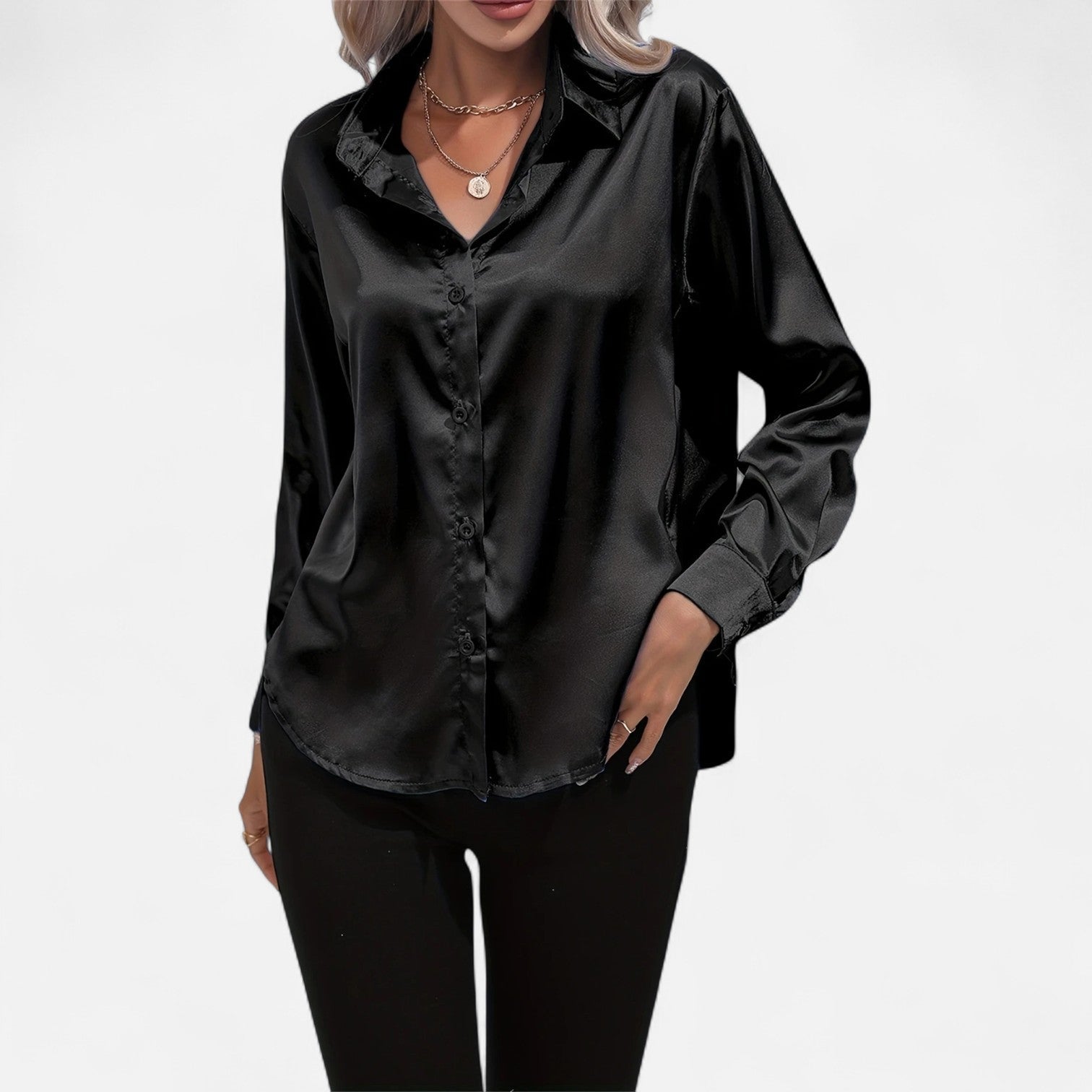 Satin Long Sleeve Blouse