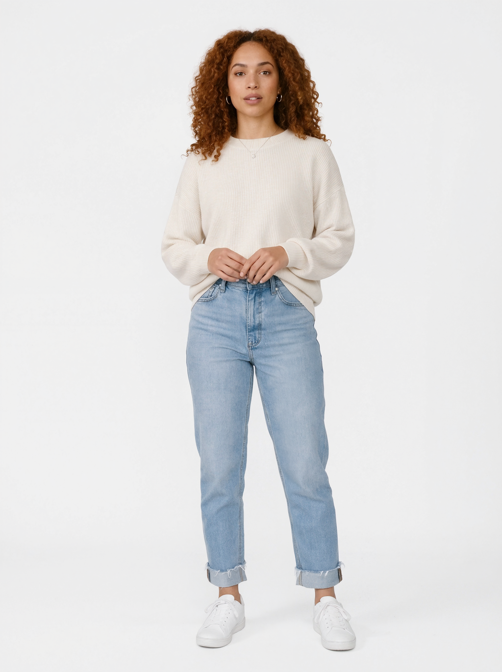 High Waist Frayed Denim Jeans