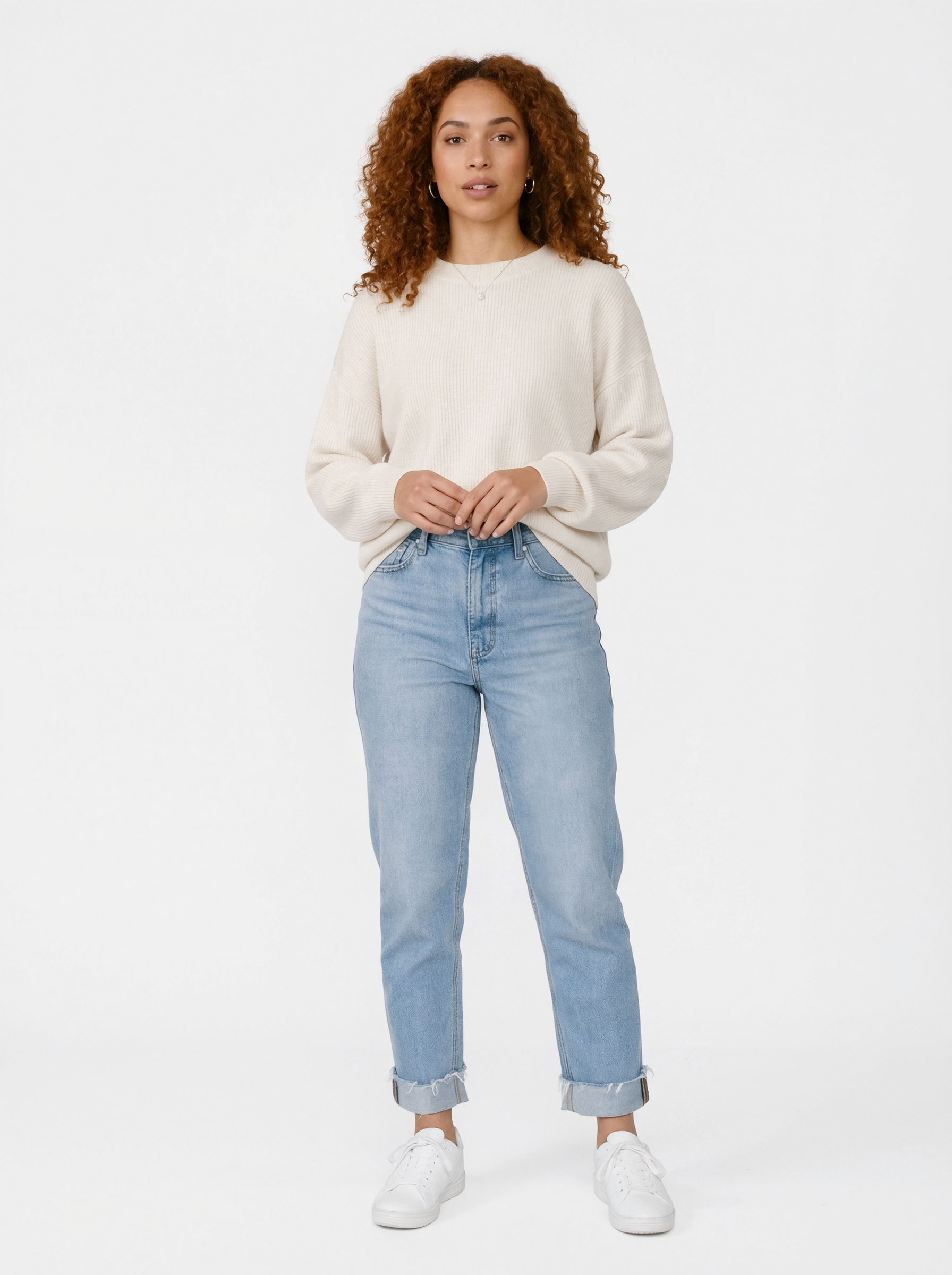 High Waist Frayed Denim Jeans