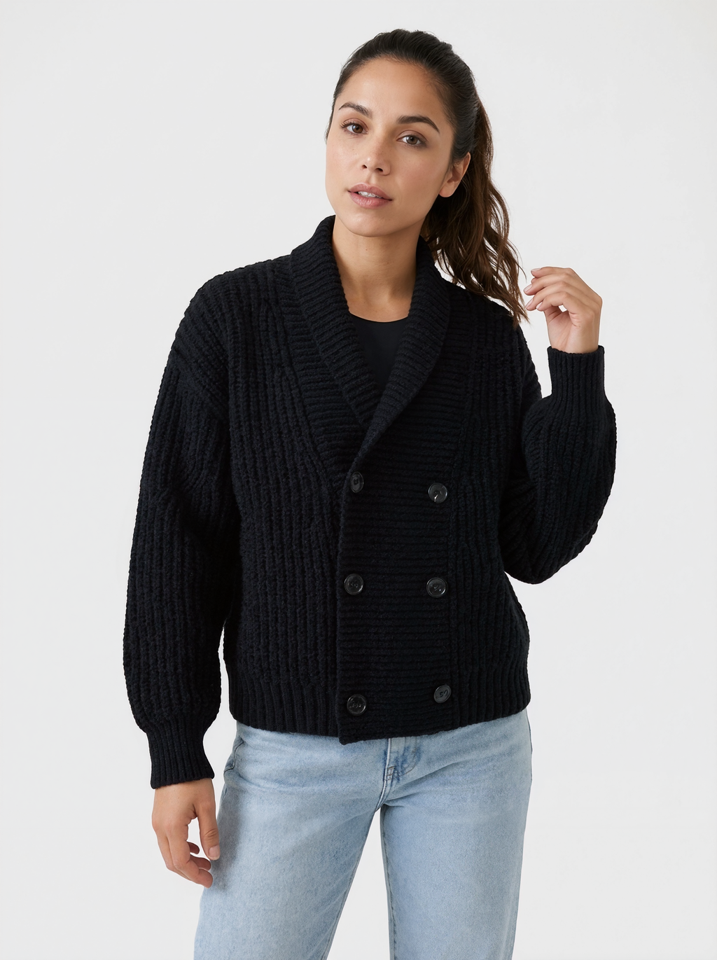 Chunky Double-Breasted Sweater