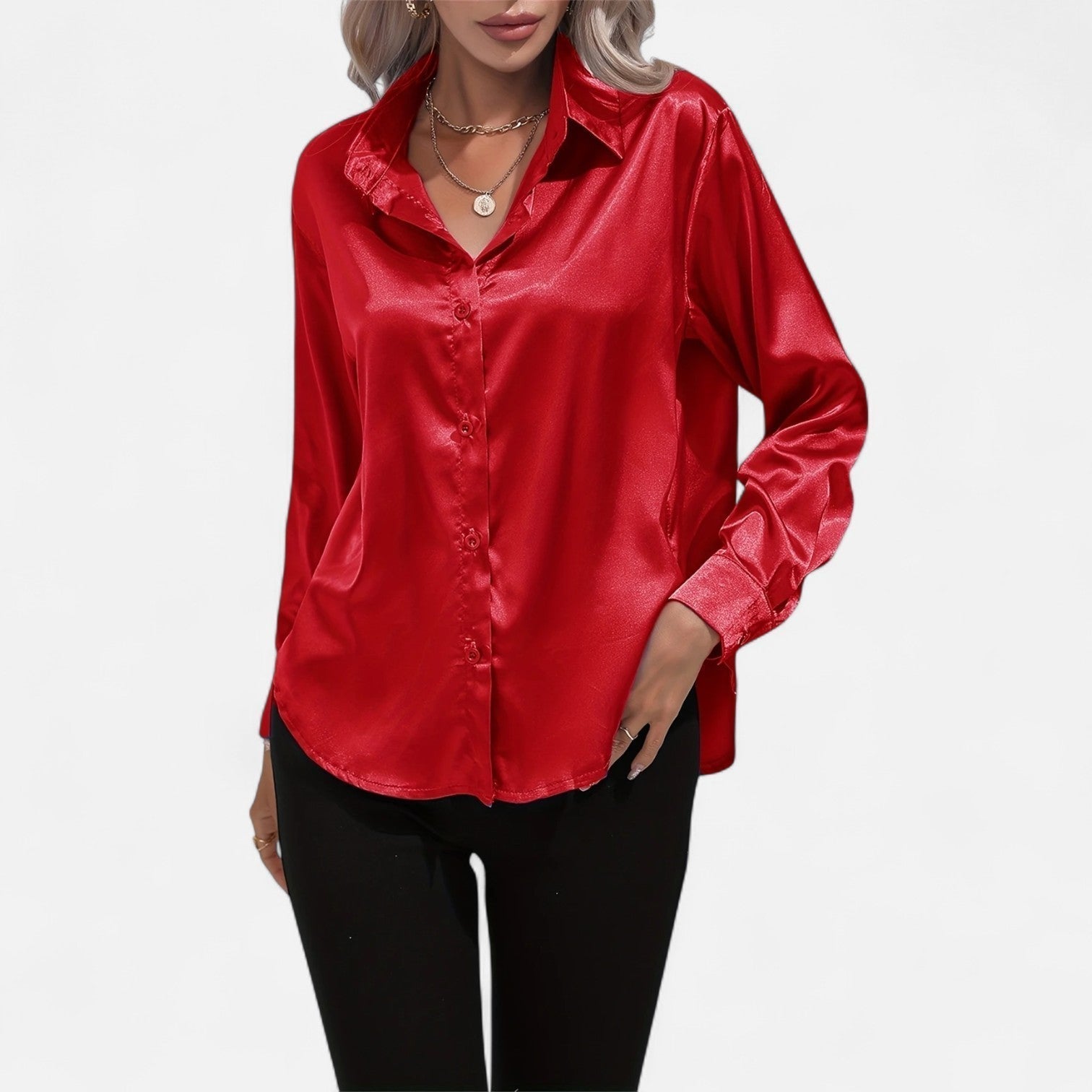 Satin Long Sleeve Blouse