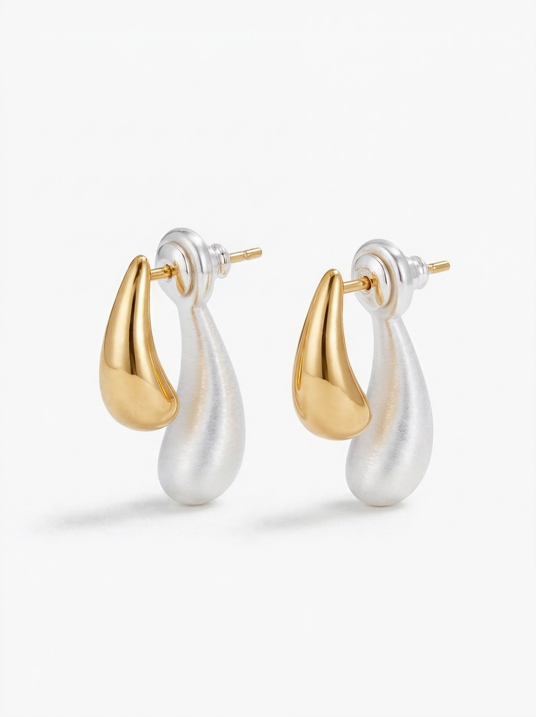 Modern Two-Tone Drop Earrings