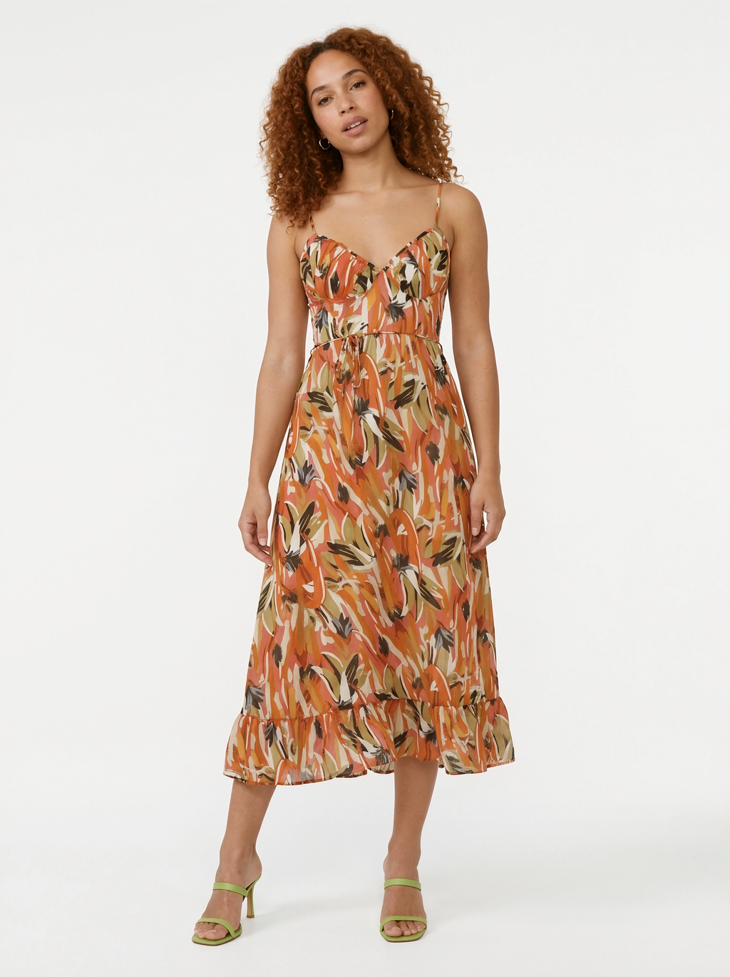 Abstract Floral Midi Dress