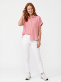 Short Sleeve Button Front Blouse