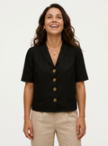 Short Sleeve Scarf Collar Blouse