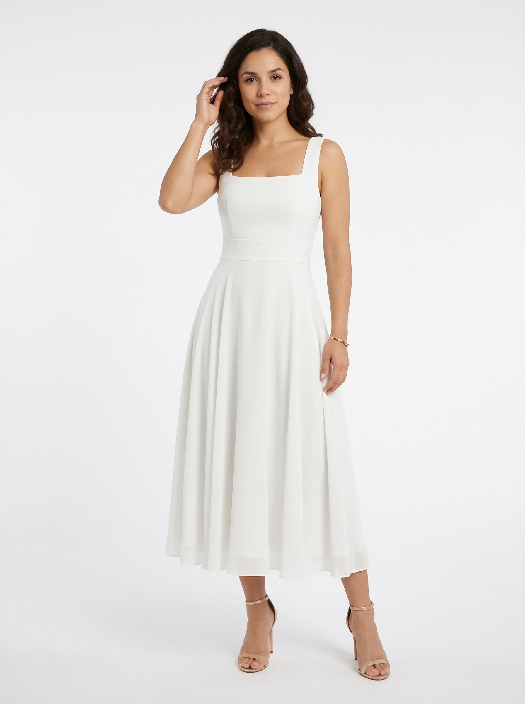 Square Neck Chiffon Dress