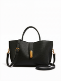 Pebbled Black Structured Shoulder Bag