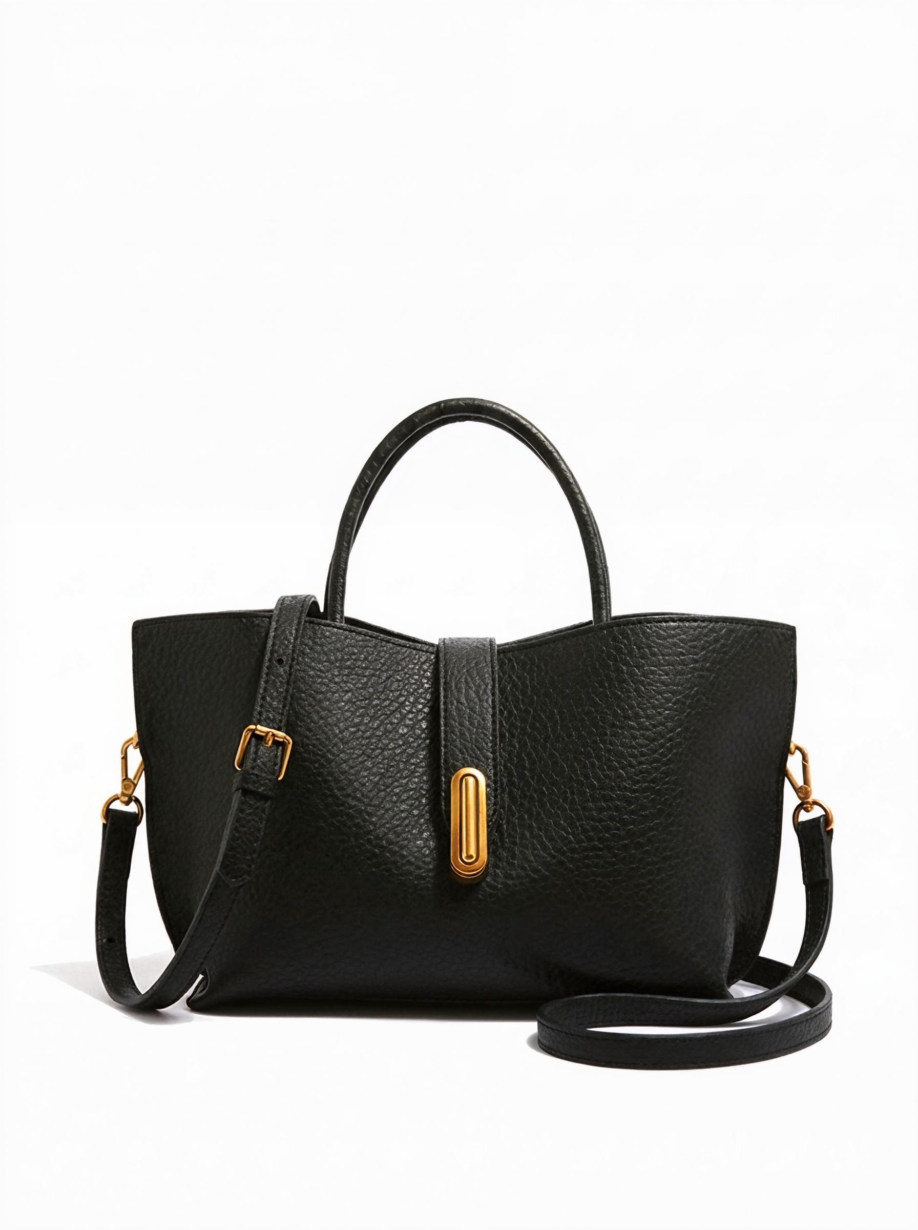 Pebbled Black Structured Shoulder Bag