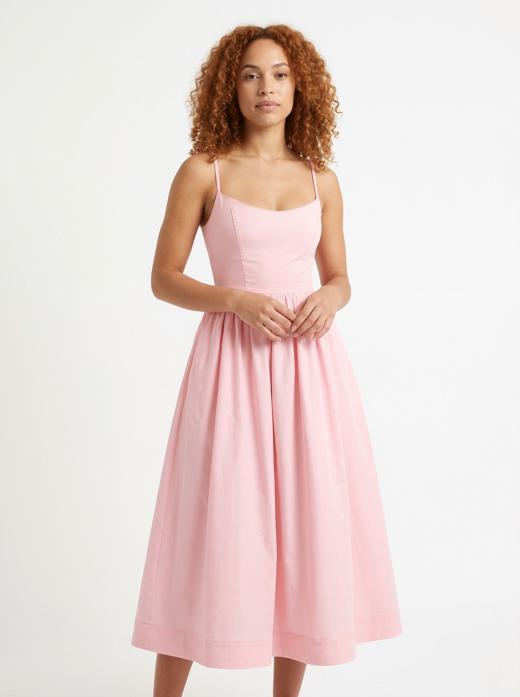 U-Neck Flared Midi Dress