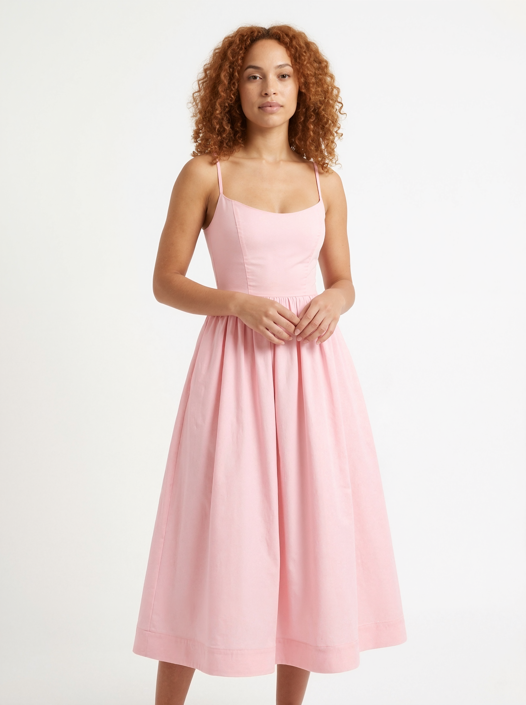 U-Neck Flared Midi Dress