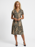 Button Front Floral Midi Dress