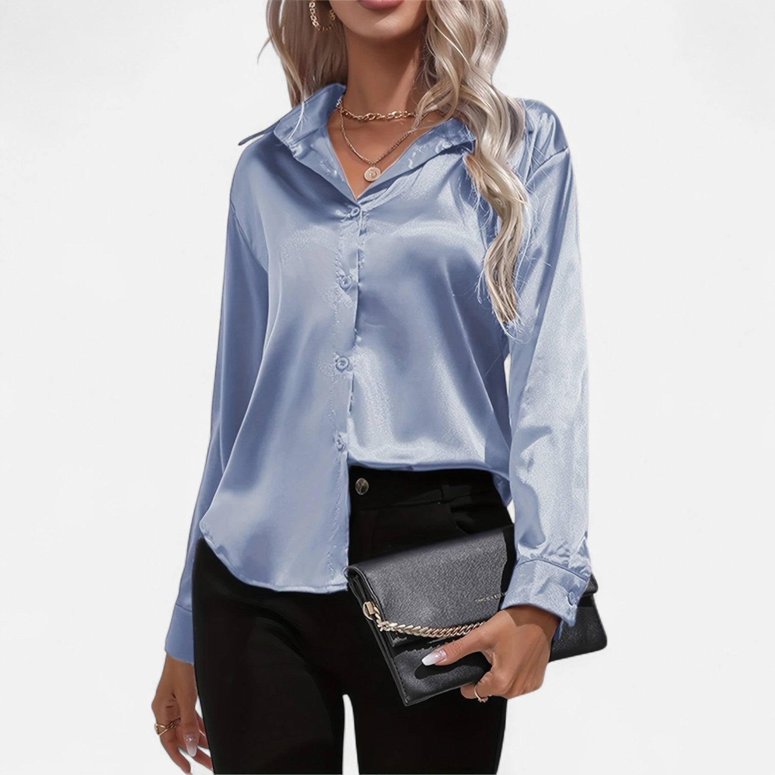 Satin Long Sleeve Blouse