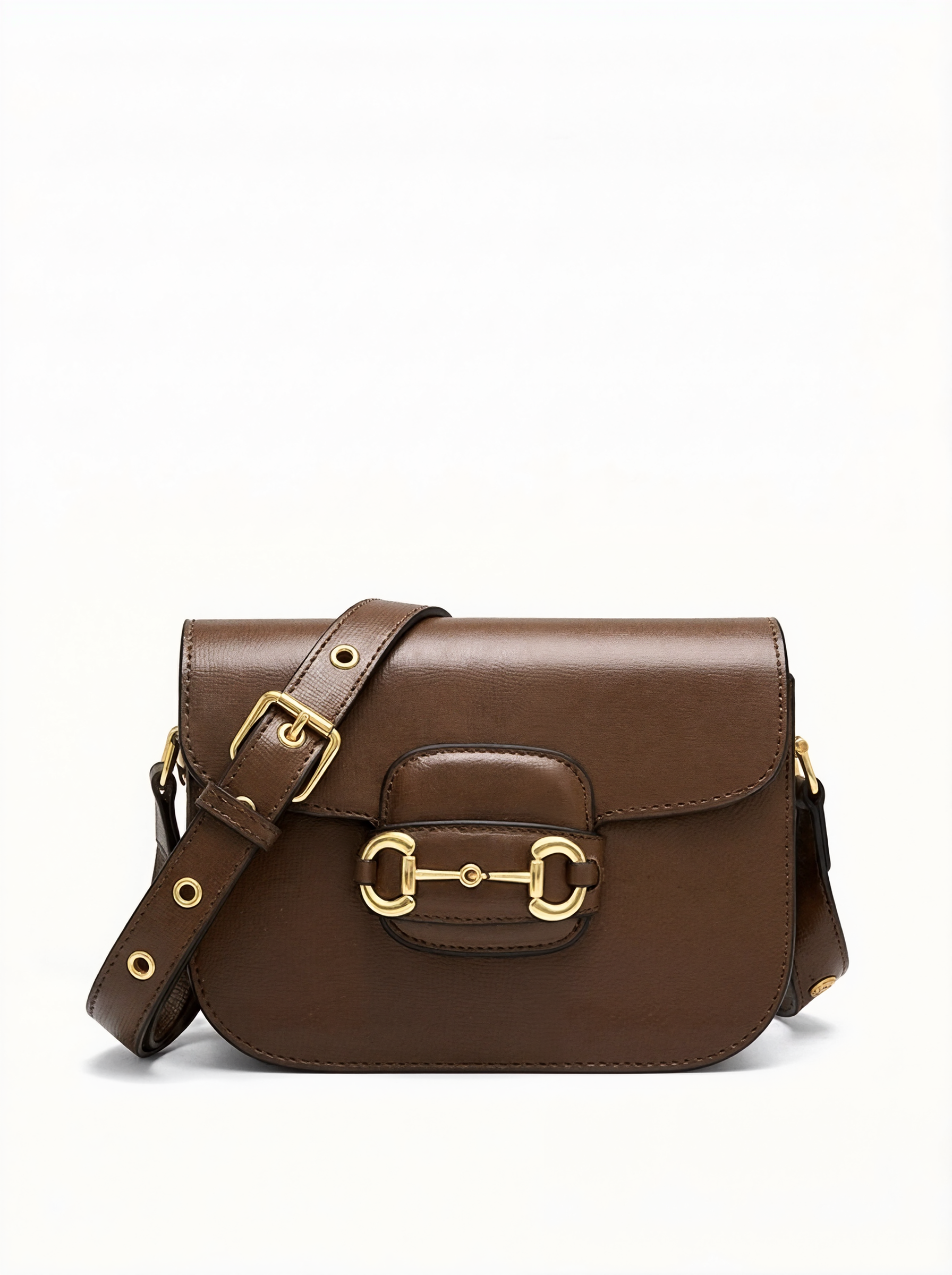 Saddle Brown Crossbody Handbag Gold Hardware