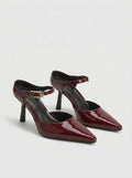 Burgundy Patent Slingback Heels