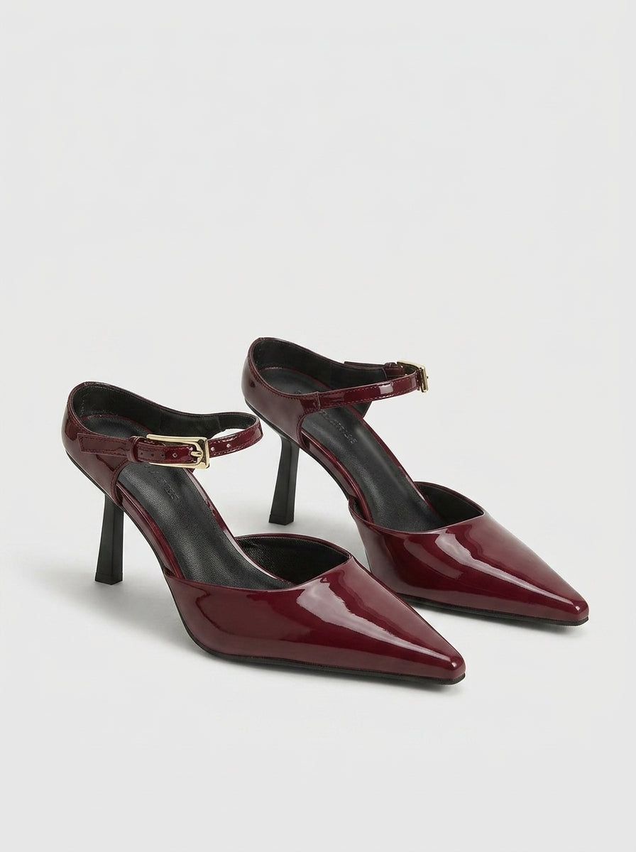 Burgundy Patent Slingback Heels
