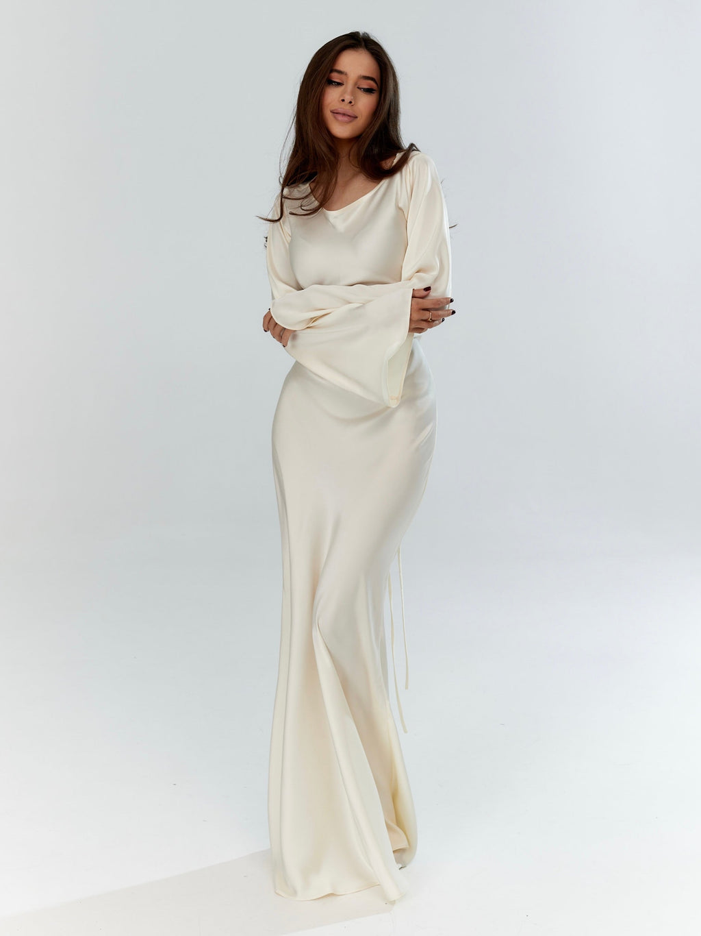 Satin Cowl Neck Maxi Dress