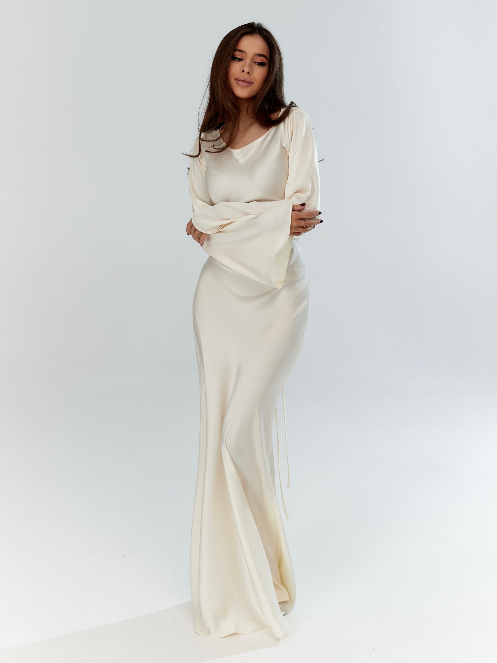 Satin Cowl Neck Maxi Dress