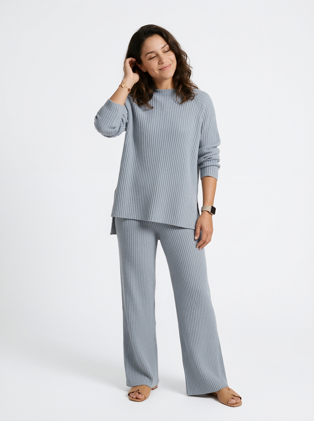 Relaxed Wide Leg Rib Knit Set