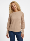 Floral Lace Waffle Knit Blouse