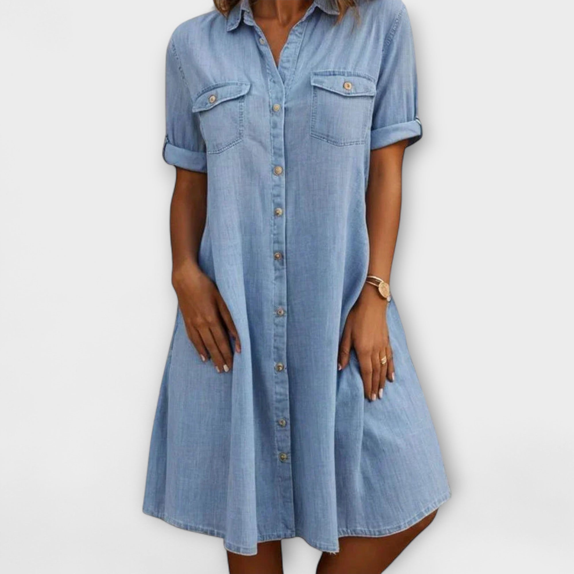 Chambray A-Line Casual Dress