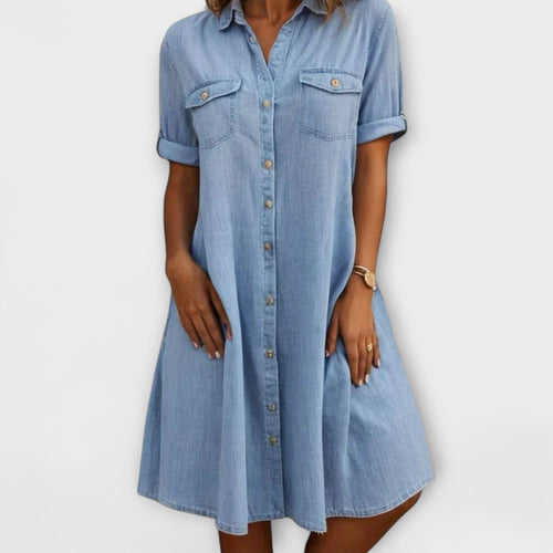 Chambray A-Line Casual Dress