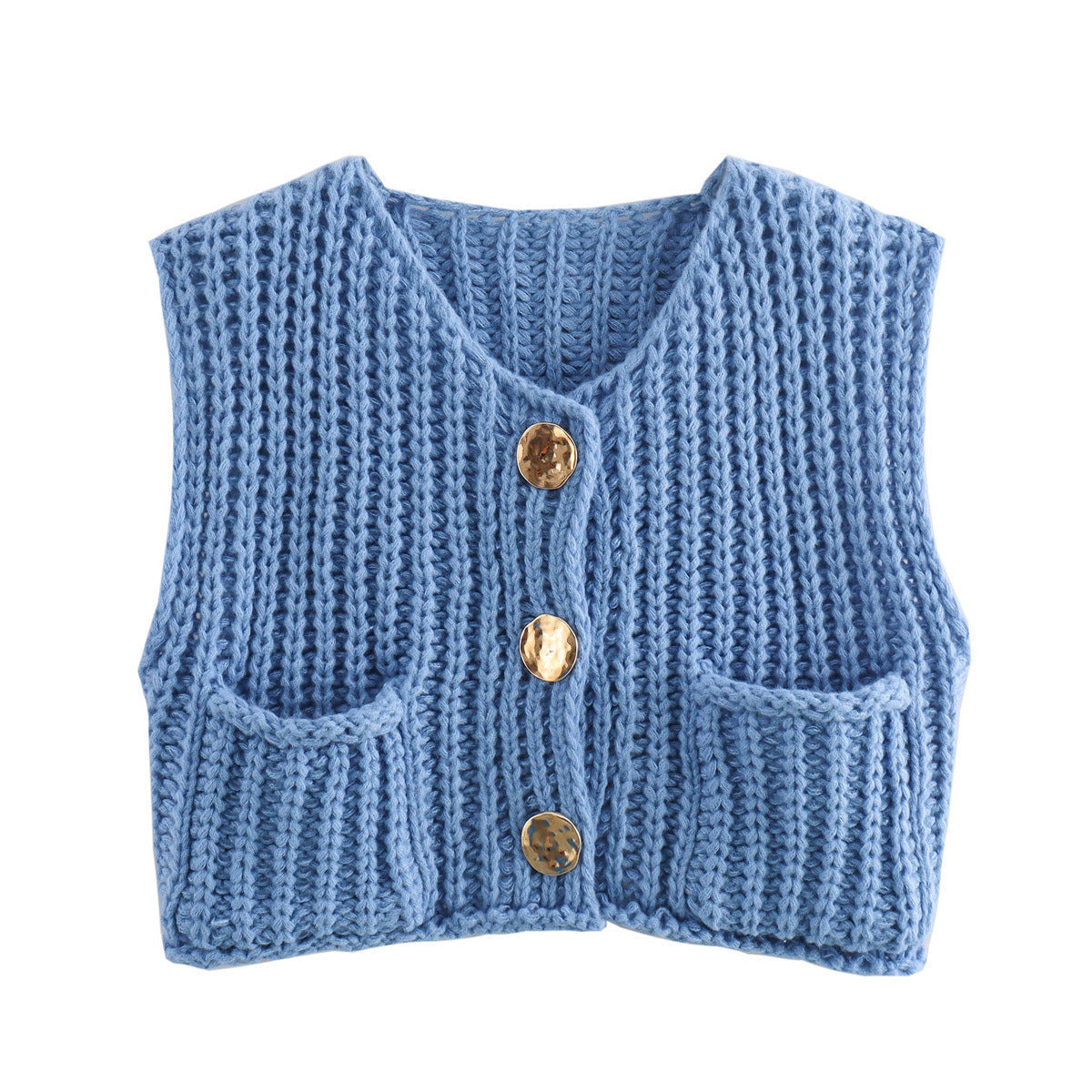 Knit Sleeveless Button Cardigan