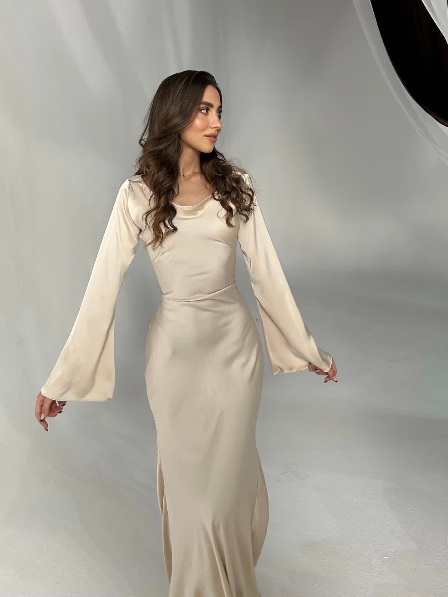 Satin Cowl Neck Maxi Dress
