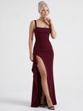 Ruched Slit Maxi Dress